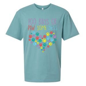 100 Days Of Pawsomeness Heart 100th Day School Dog Cat Gift Sueded Cloud Jersey T-Shirt