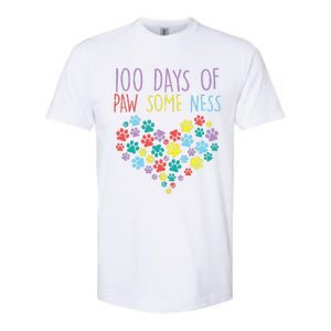 100 Days Of Pawsomeness Heart 100th Day School Dog Cat Gift Softstyle CVC T-Shirt