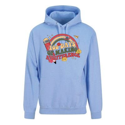 100 Days Of School 100th Days Of Making A Difference Rainbow 100 Days Smarter Unisex Surf Hoodie