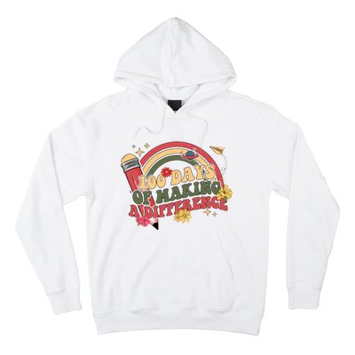 100 Days Of School 100th Days Of Making A Difference Rainbow 100 Days Smarter Hoodie