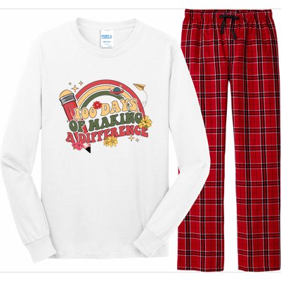 100 Days Of School 100th Days Of Making A Difference Rainbow 100 Days Smarter Long Sleeve Pajama Set