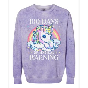 100th Day of School Unicorn 100 Magical Days Teacher Girls Colorblast Crewneck Sweatshirt