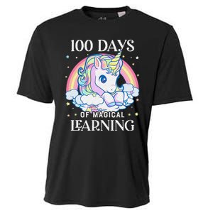 100th Day of School Unicorn 100 Magical Days Teacher Girls Cooling Performance Crew T-Shirt