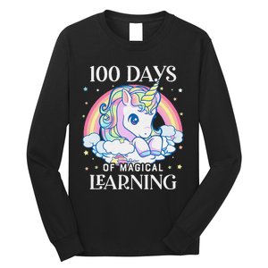 100th Day of School Unicorn 100 Magical Days Teacher Girls Long Sleeve Shirt