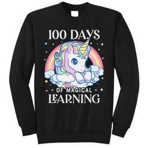 100th Day of School Unicorn 100 Magical Days Teacher Girls Tall Sweatshirt