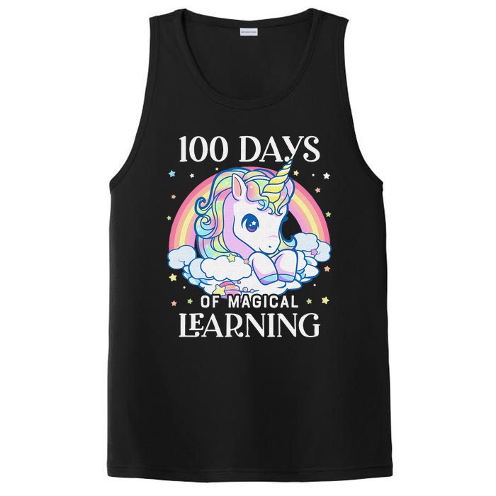 100th Day of School Unicorn 100 Magical Days Teacher Girls PosiCharge Competitor Tank