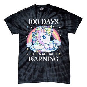 100th Day of School Unicorn 100 Magical Days Teacher Girls Tie-Dye T-Shirt