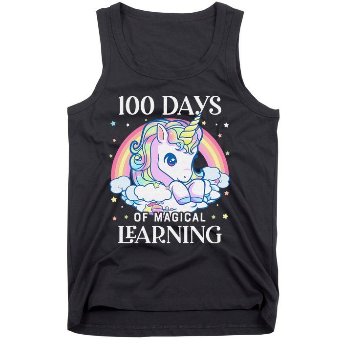 100th Day of School Unicorn 100 Magical Days Teacher Girls Tank Top