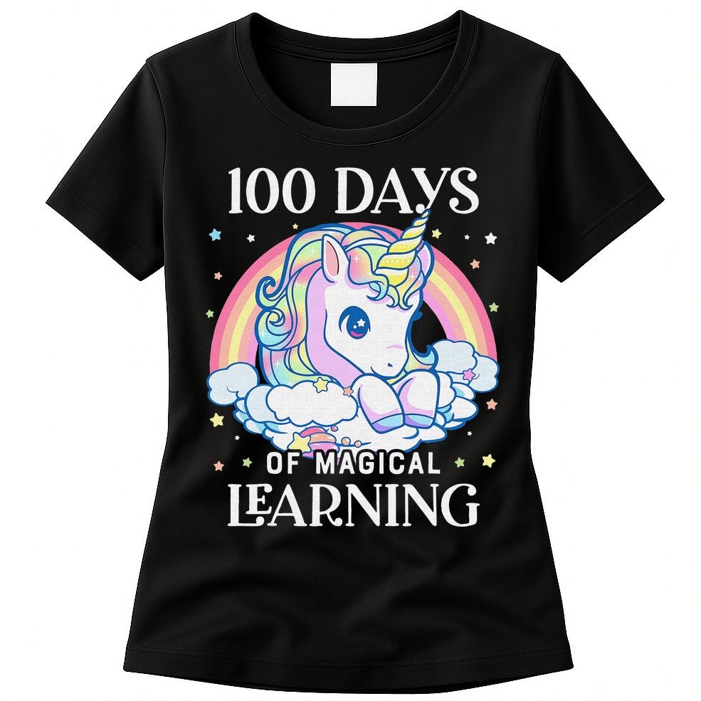 100th Day of School Unicorn 100 Magical Days Teacher Girls Womens T-Shirt