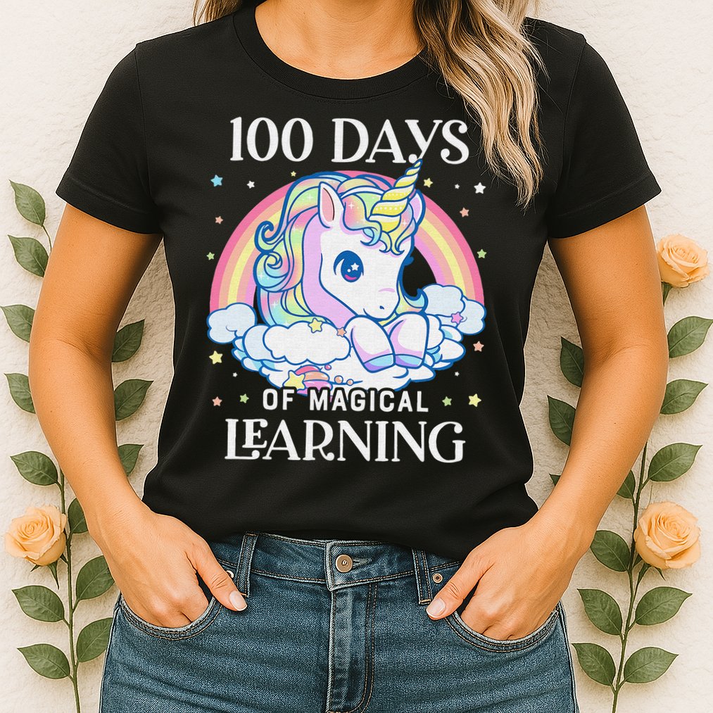 100th Day of School Unicorn 100 Magical Days Teacher Girls Womens T-Shirt
