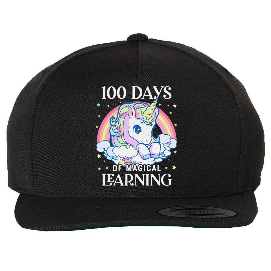 100th Day of School Unicorn 100 Magical Days Teacher Girls Wool Snapback Cap