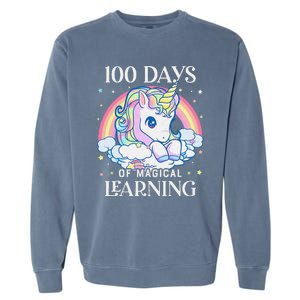 100th Day of School Unicorn 100 Magical Days Teacher Girls Garment-Dyed Sweatshirt