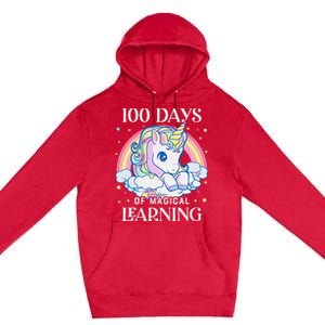 100th Day of School Unicorn 100 Magical Days Teacher Girls Premium Pullover Hoodie