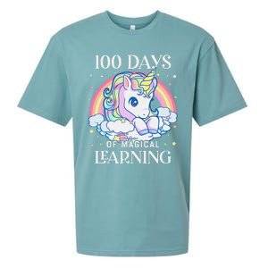 100th Day of School Unicorn 100 Magical Days Teacher Girls Sueded Cloud Jersey T-Shirt