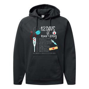 12 Days Of Nursing Funny Nurse Christmas Cute Xmas Performance Fleece Hoodie