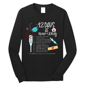 12 Days Of Nursing Funny Nurse Christmas Cute Xmas Long Sleeve Shirt