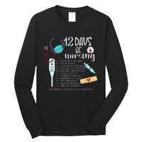 12 Days Of Nursing Funny Nurse Christmas Cute Xmas Long Sleeve Shirt