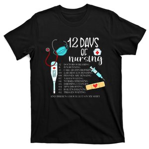 12 Days Of Nursing Funny Nurse Christmas Cute Xmas T-Shirt