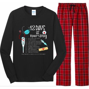 12 Days Of Nursing Funny Nurse Christmas Cute Xmas Long Sleeve Pajama Set