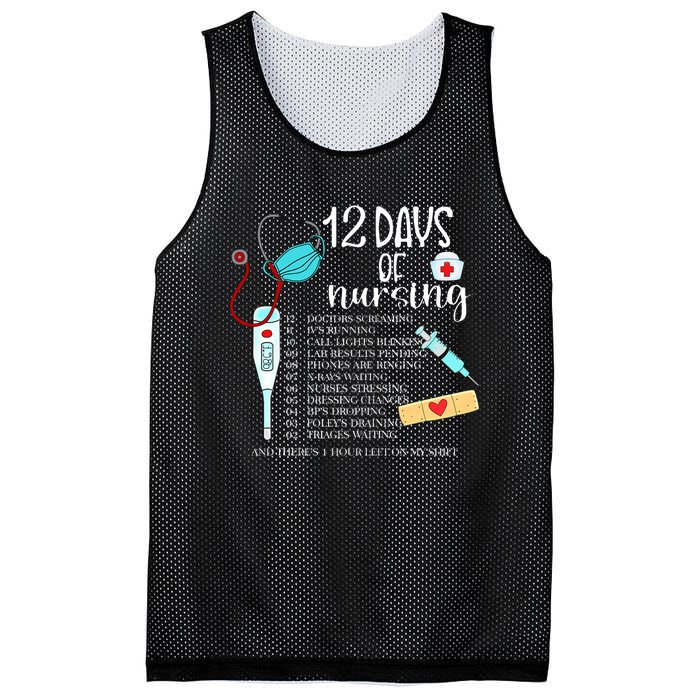 12 Days Of Nursing Funny Nurse Christmas Cute Xmas Mesh Reversible Basketball Jersey Tank