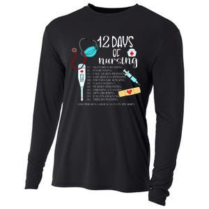 12 Days Of Nursing Funny Nurse Christmas Cute Xmas Cooling Performance Long Sleeve Crew