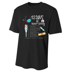 12 Days Of Nursing Funny Nurse Christmas Cute Xmas Performance Sprint T-Shirt