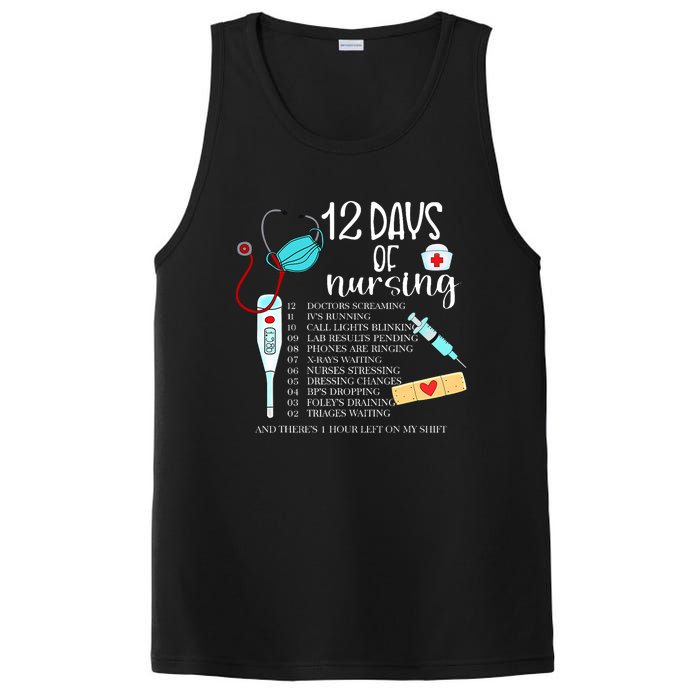 12 Days Of Nursing Funny Nurse Christmas Cute Xmas PosiCharge Competitor Tank