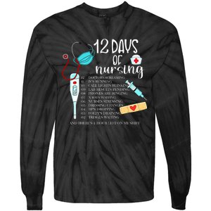 12 Days Of Nursing Funny Nurse Christmas Cute Xmas Tie-Dye Long Sleeve Shirt