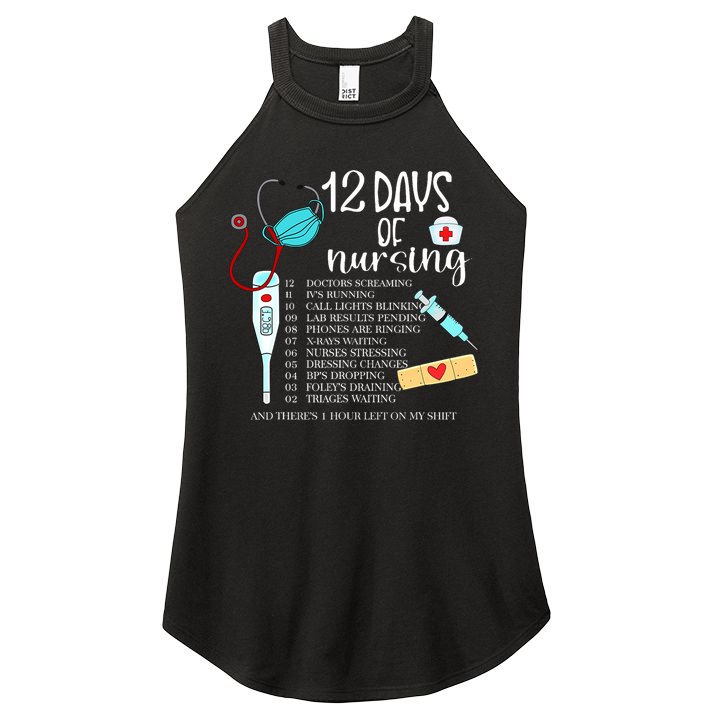 12 Days Of Nursing Funny Nurse Christmas Cute Xmas Women's Perfect Tri Rocker Tank