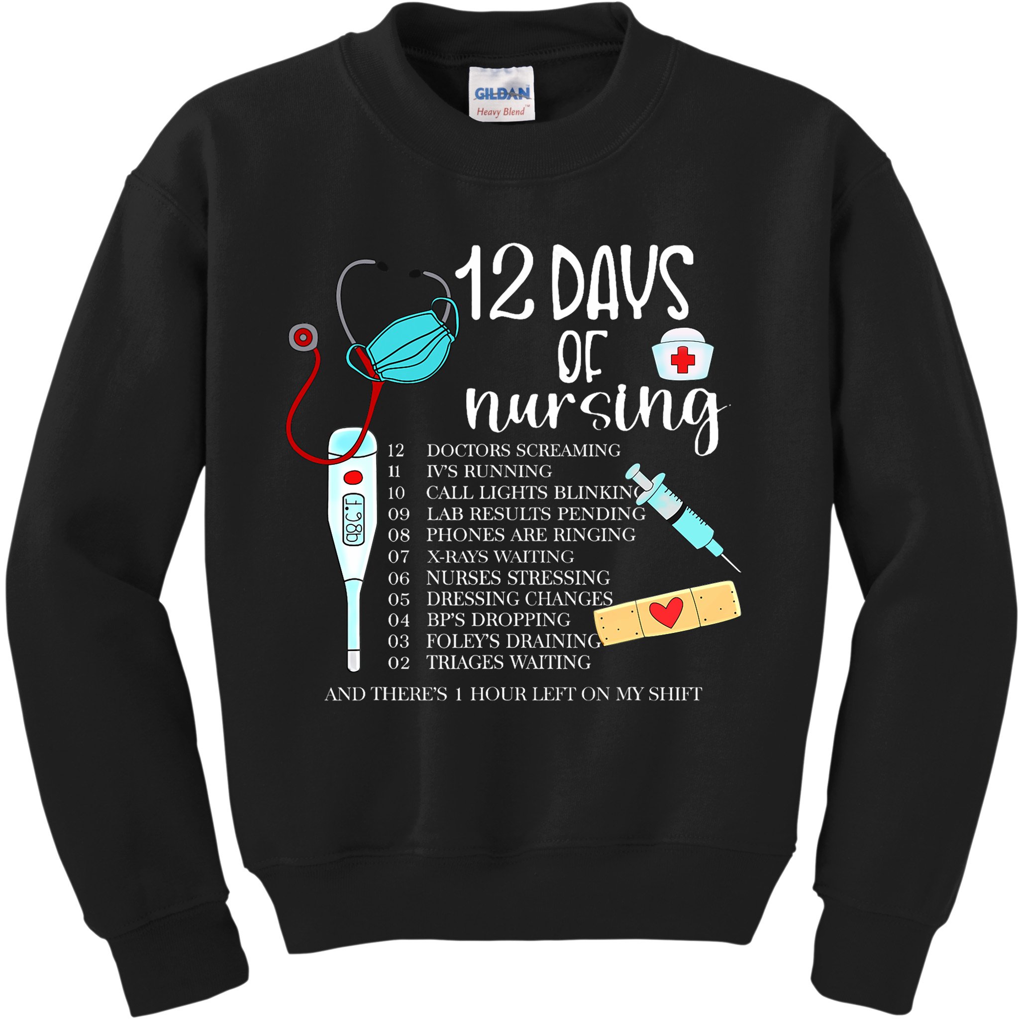 12 Days Of Nursing Funny Nurse Christmas Cute Xmas Kids Sweatshirt