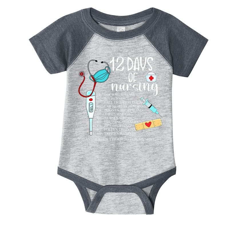 12 Days Of Nursing Funny Nurse Christmas Cute Xmas Infant Baby Jersey Bodysuit
