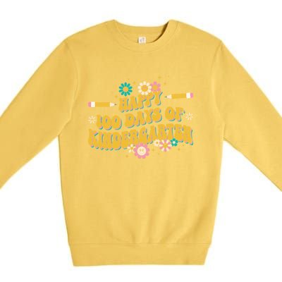 100 Days Of Kindergarten Groovy Kindergarten Teacher Great Gift Premium Crewneck Sweatshirt