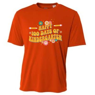 100 Days Of Kindergarten Groovy Kindergarten Teacher Great Gift Cooling Performance Crew T-Shirt