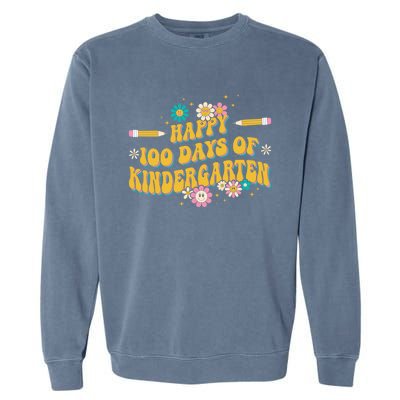 100 Days Of Kindergarten Groovy Kindergarten Teacher Great Gift Garment-Dyed Sweatshirt