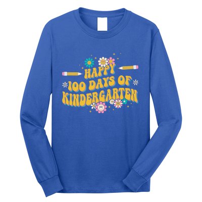 100 Days Of Kindergarten Groovy Kindergarten Teacher Great Gift Long Sleeve Shirt