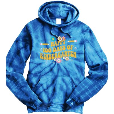 100 Days Of Kindergarten Groovy Kindergarten Teacher Great Gift Tie Dye Hoodie