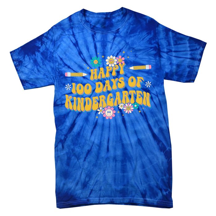 100 Days Of Kindergarten Groovy Kindergarten Teacher Great Gift Tie-Dye T-Shirt