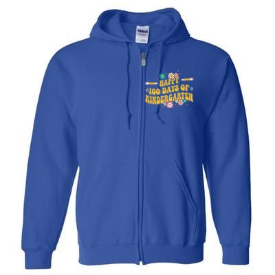 100 Days Of Kindergarten Groovy Kindergarten Teacher Great Gift Full Zip Hoodie