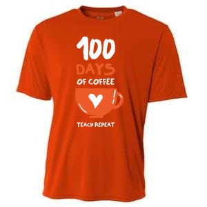 100th Day Of School For Teachers Coffee Meaningful Gift Cooling Performance Crew T-Shirt