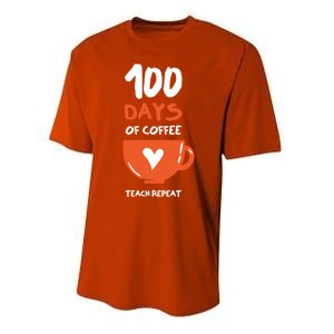 100th Day Of School For Teachers Coffee Meaningful Gift Performance Sprint T-Shirt