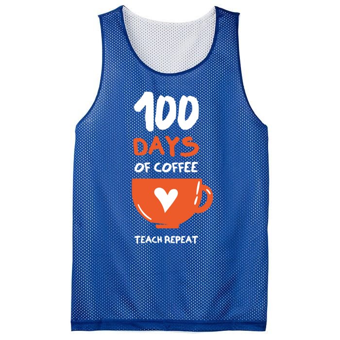 100th Day Of School For Teachers Coffee Meaningful Gift Mesh Reversible Basketball Jersey Tank