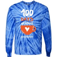 100th Day Of School For Teachers Coffee Meaningful Gift Tie-Dye Long Sleeve Shirt