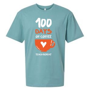 100th Day Of School For Teachers Coffee Meaningful Gift Sueded Cloud Jersey T-Shirt