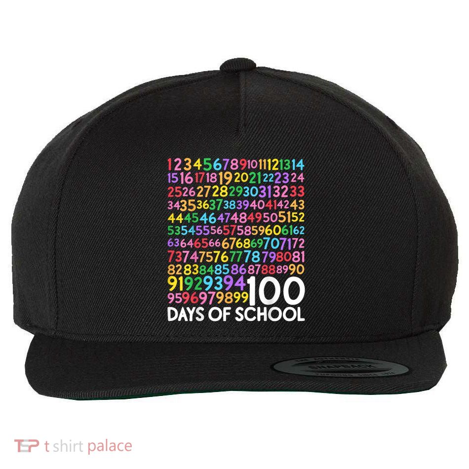 100th Day Of School Teacher 100 Days Math Numbers Wool Snapback Cap