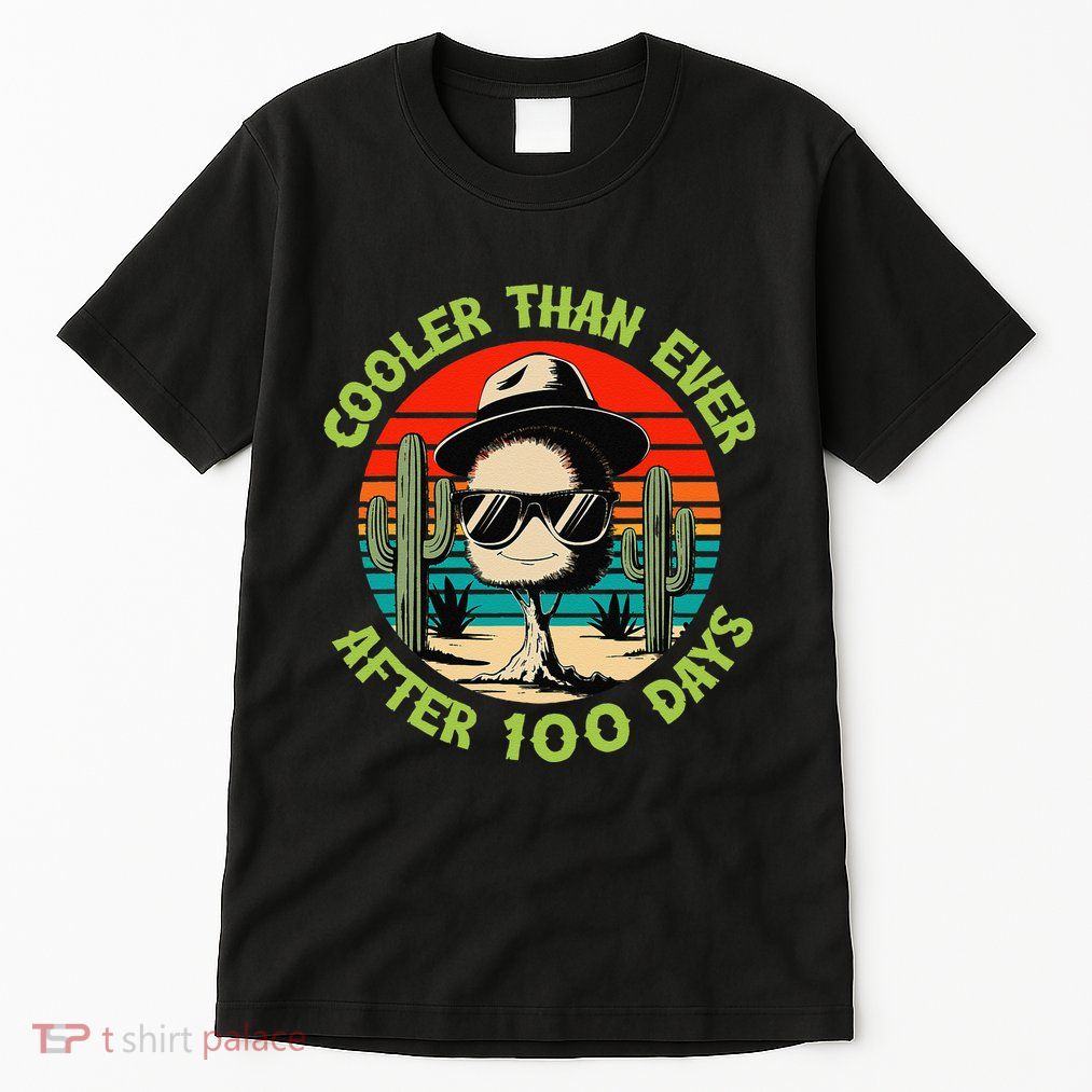 100 Days Of School Cooler Than Ever Cactus Retro Gift Tall T-Shirt