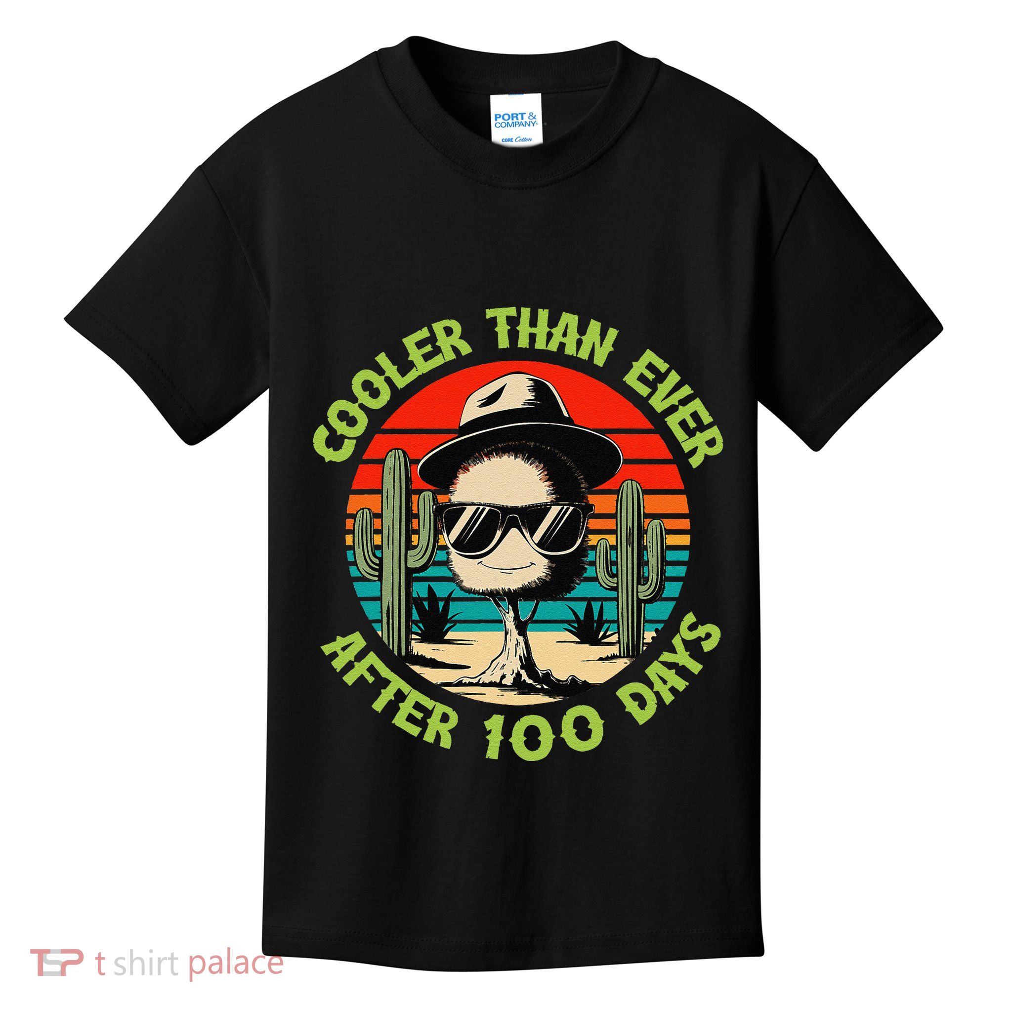 100 Days Of School Cooler Than Ever Cactus Retro Gift Kids T-Shirt