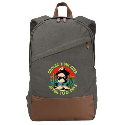 100 Days Of School Cooler Than Ever Cactus Retro Gift Cotton Canvas Backpack