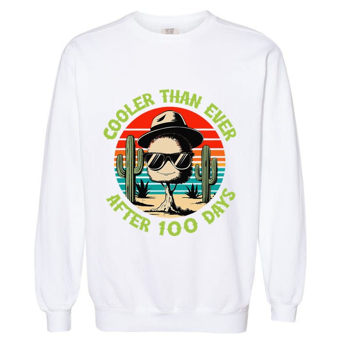 100 Days Of School Cooler Than Ever Cactus Retro Gift Garment-Dyed Sweatshirt