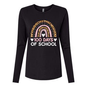 100 Days of School rainbow Happy 100th Day of School Womens Cotton Relaxed Long Sleeve T-Shirt