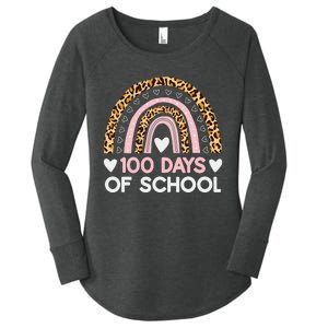 100 Days of School rainbow Happy 100th Day of School Women's Perfect Tri Tunic Long Sleeve Shirt